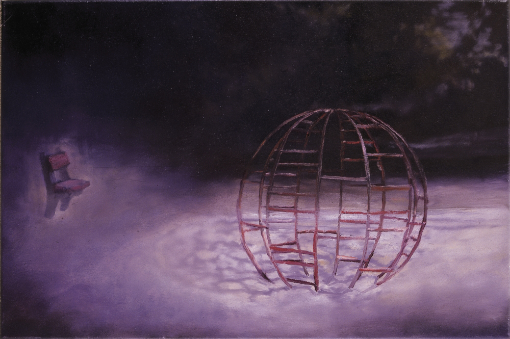 playground with globe o,c. 40x60cm. 1995