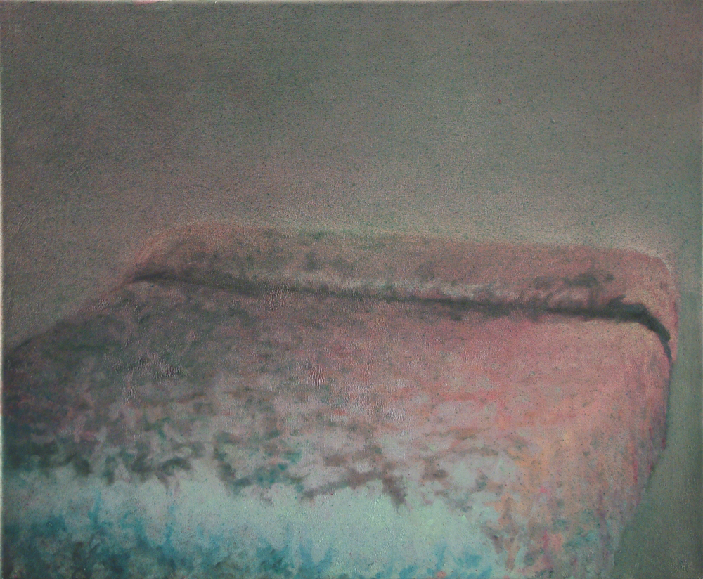 bed with patterned sheet II. o.c. 50x60cm. 2002