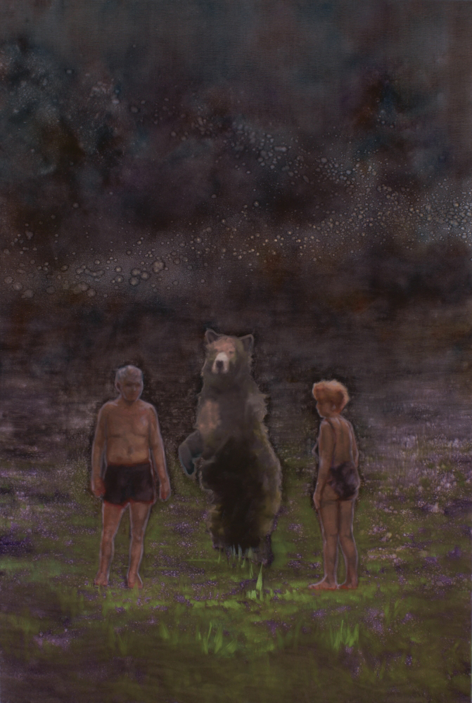 attila szucs, couple with bear o,c. 150x100cm. 2011