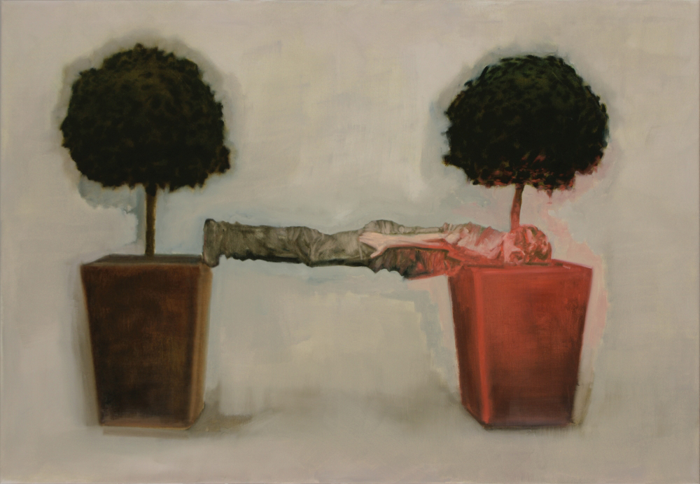 attila szucs, planking with saplings, o,c. 130x90cm. 2012