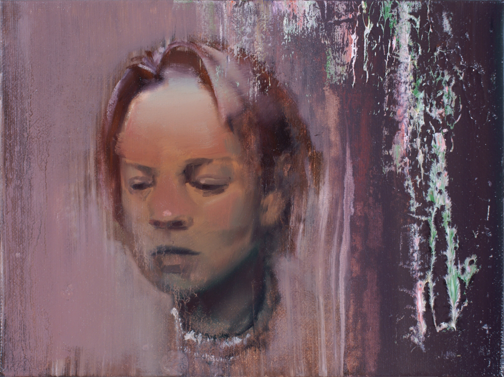 attila szucs, female head from asylum, oil on canvas mounted on board, 30x40cm. 2014 []