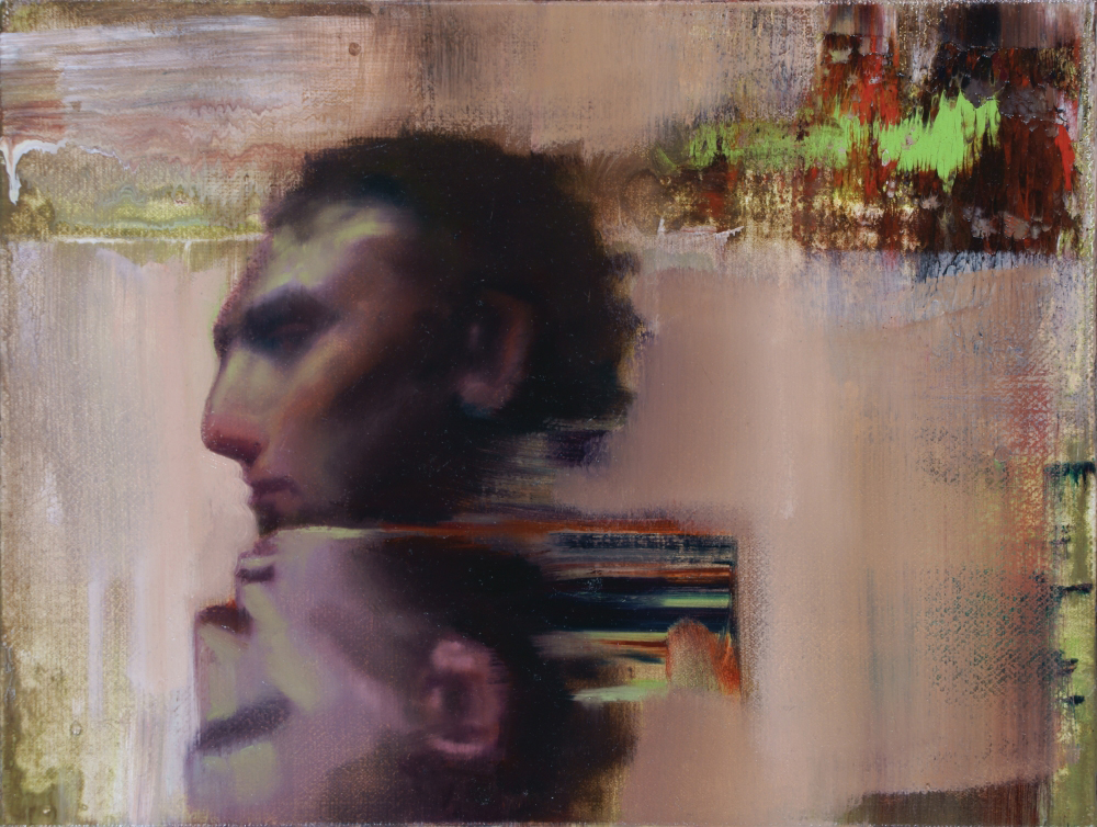 attila szucs, floating head, oil on canvas mounted on board, 30x40cm. 2014 []