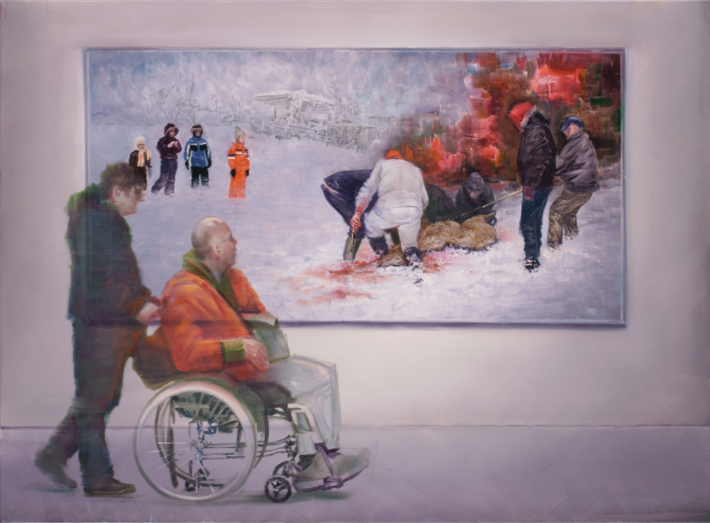 attila szucs, the pigsticking, oil on canvas, 140x190cm. 2014 []