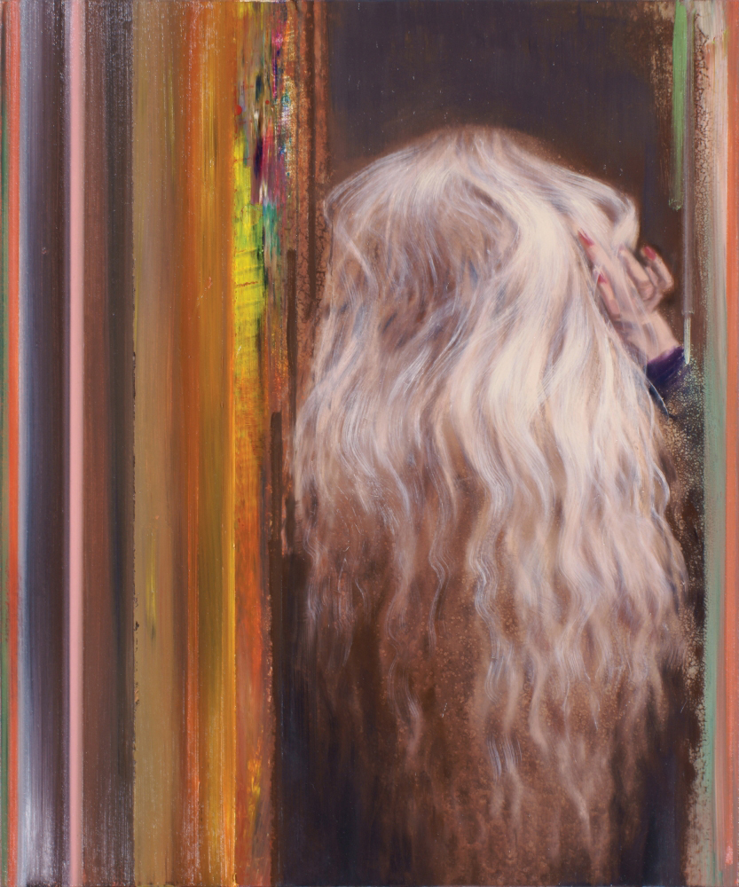 blonde in colour field, oil on gesso on board, 60x50cm 2015