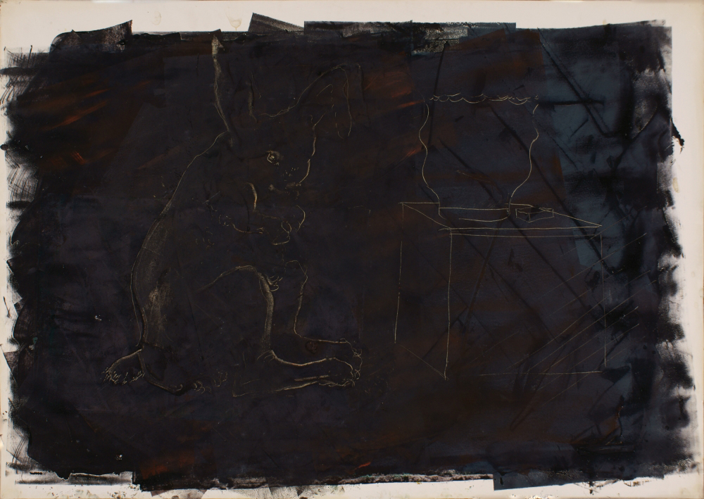 Attila Szucs, rabbit, oil on paper, 70x100cm 1986-87