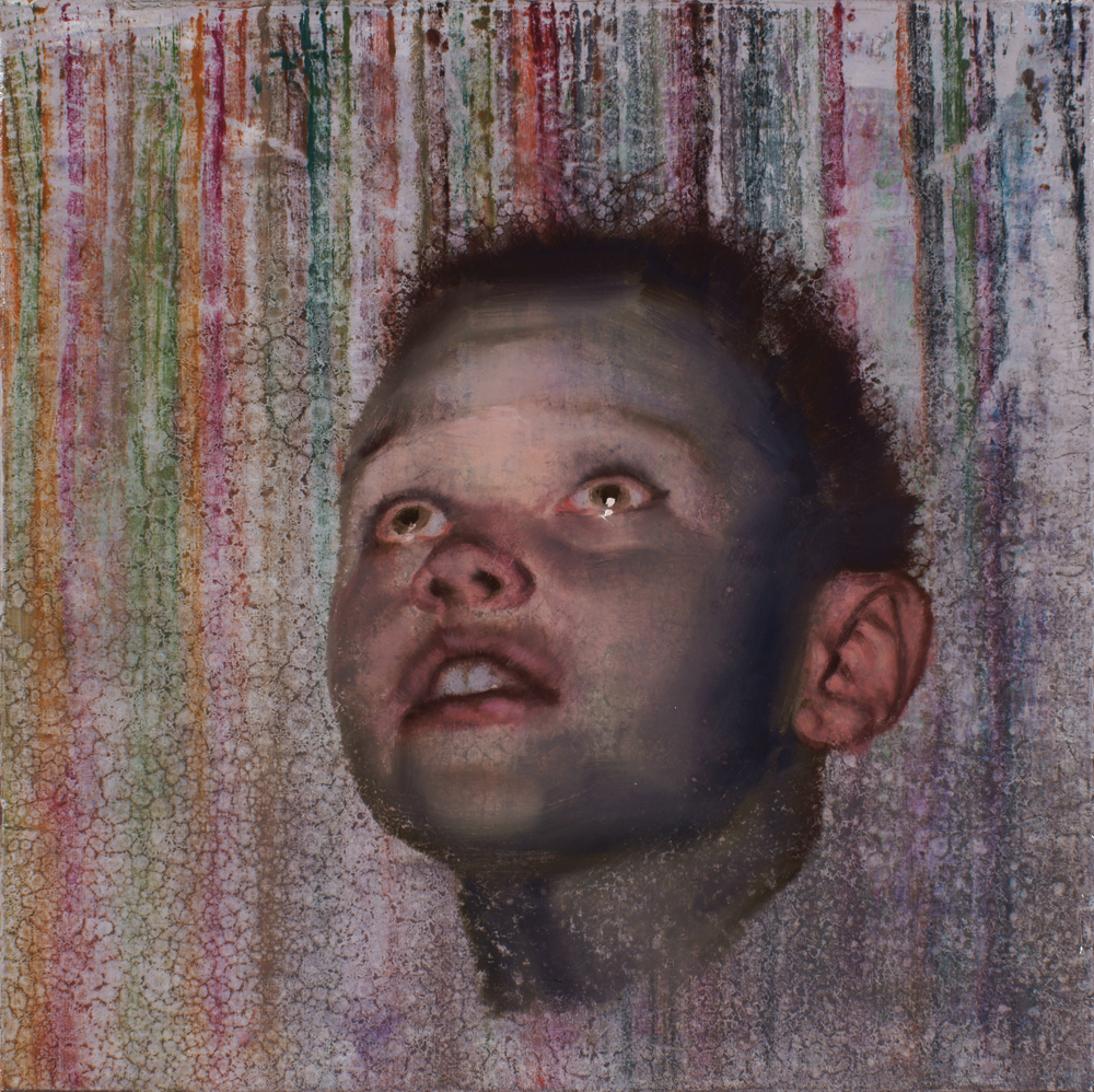 head of a boy, oil on canvas on plywood, 35x35cm 2016