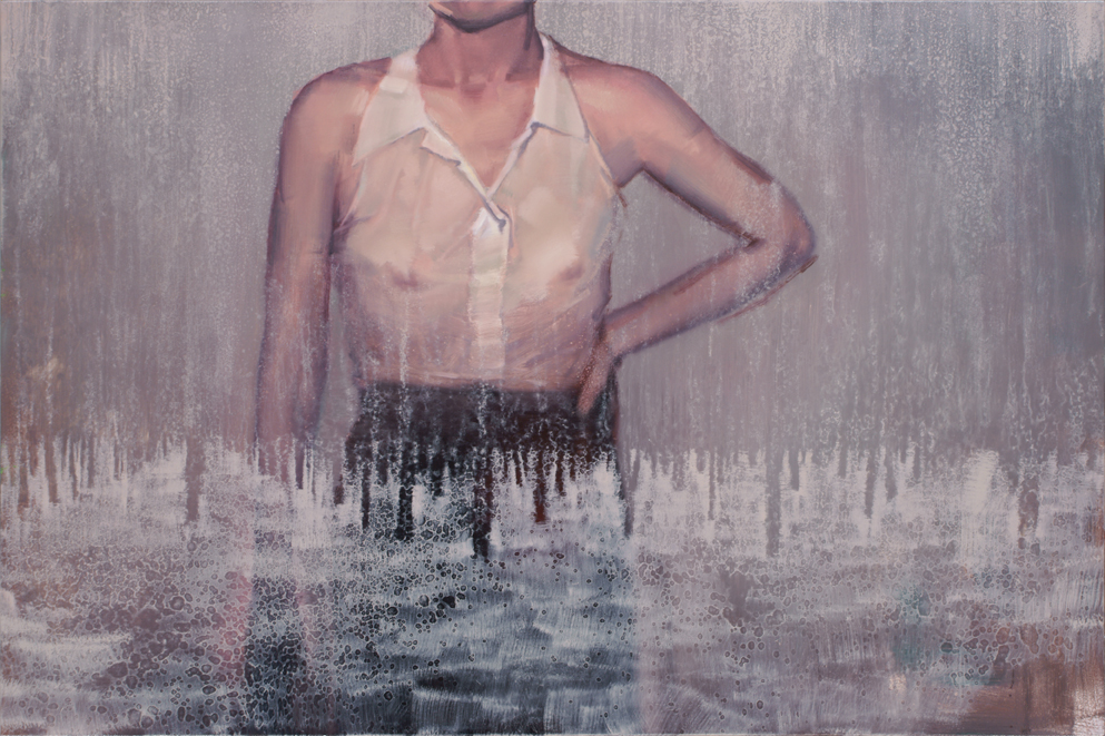 bust with frozen landscape , oil on canvas, 80x120cm. 2015