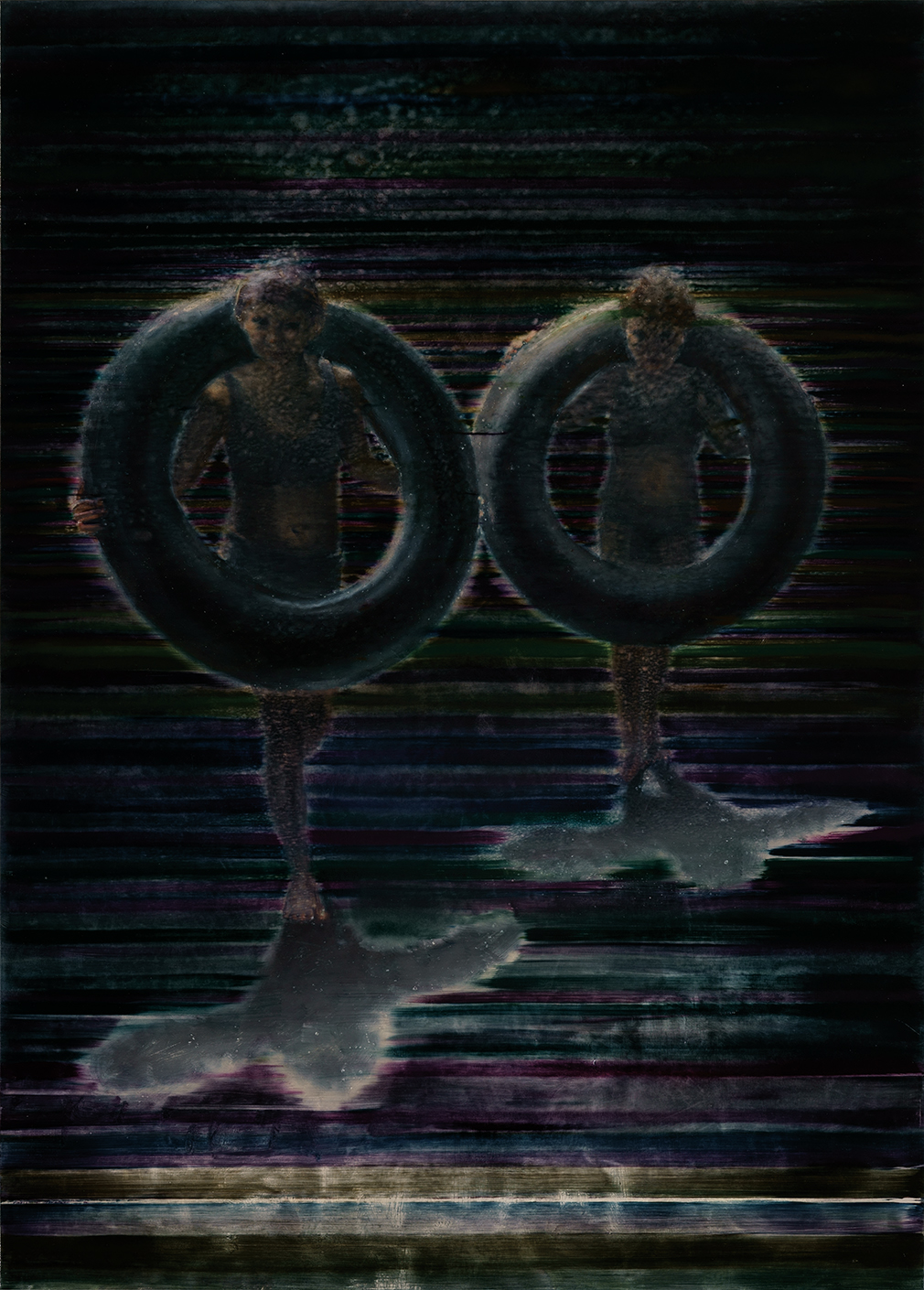 nocturnal bathers, oil on gesso on plywood, 140x100cm. 2019