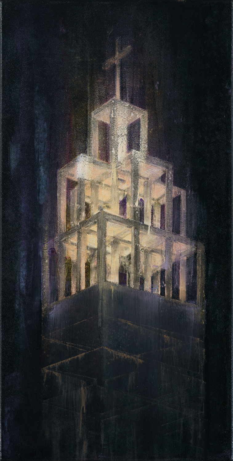 bell tower, oil on canvas. 80x40cm. 2019
