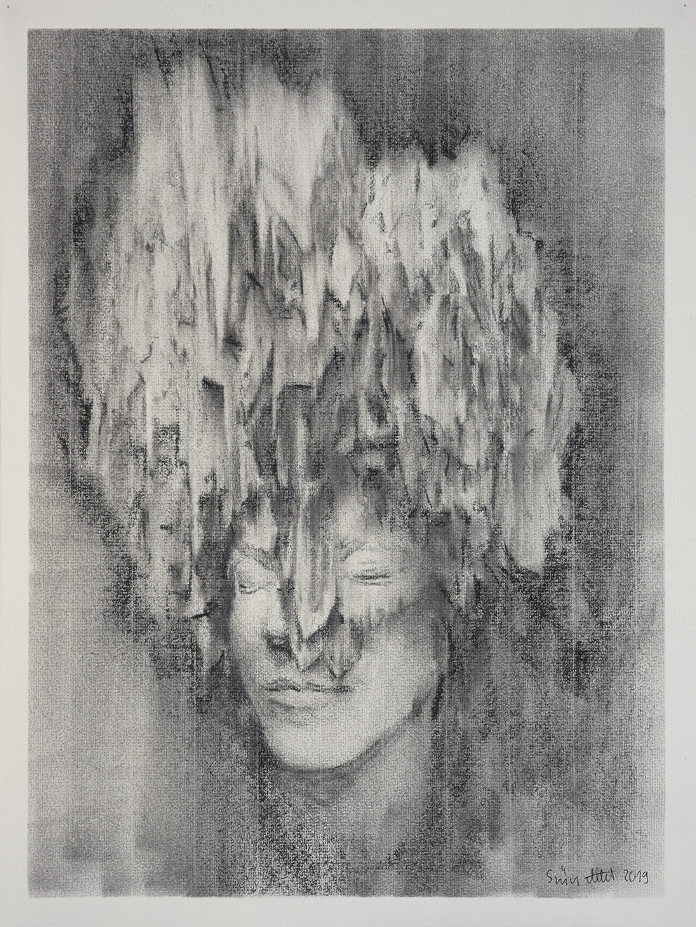 Drawing, charcoal, graphite  on paper, 40x29,7cm 2019 10 14