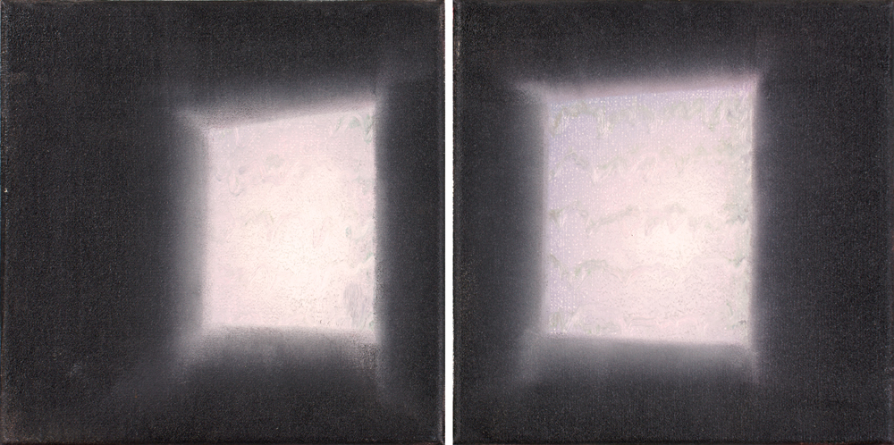 windows, oil on canvas, 20x40cm diptich. 2002