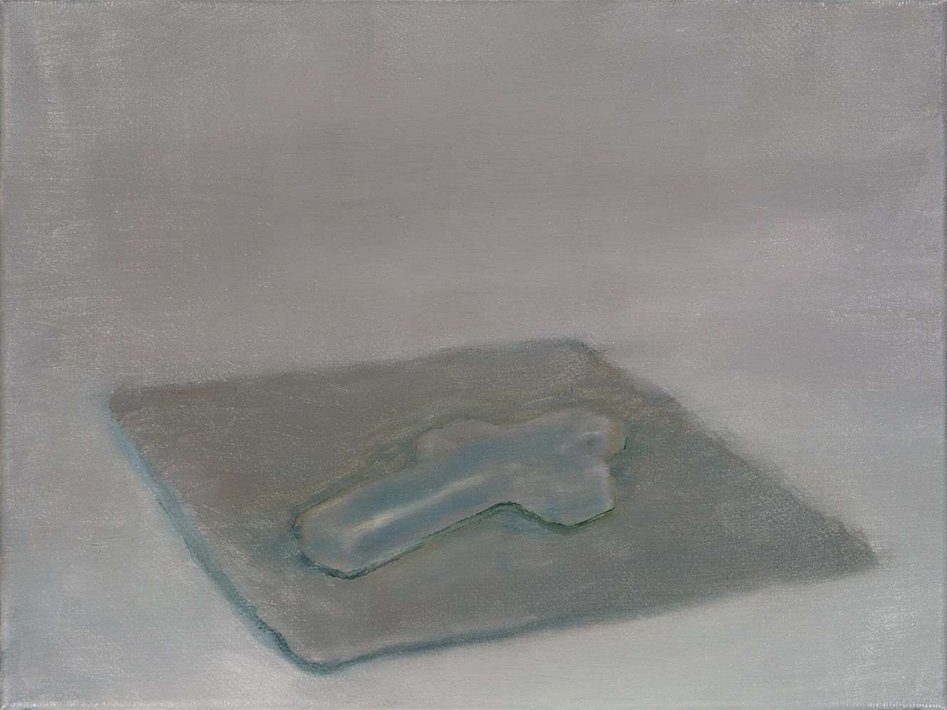 little grey melting cross, oil on canvas. 30x40cm 2005