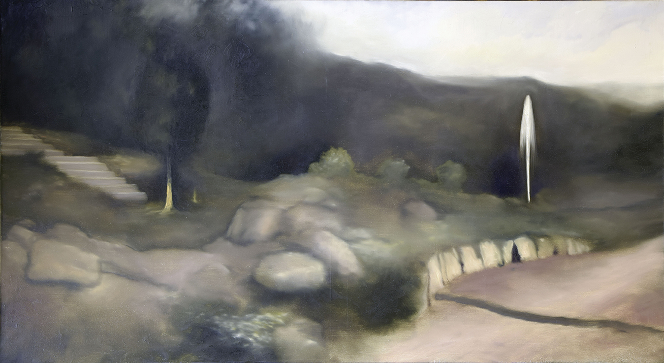 landscape with fountain o.c. 110x200cm. 1995