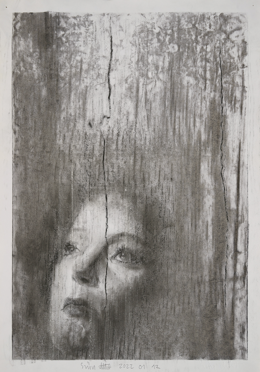 Drawing, charcoal and graphite on paper, 42x29,7cm 2022 01 12