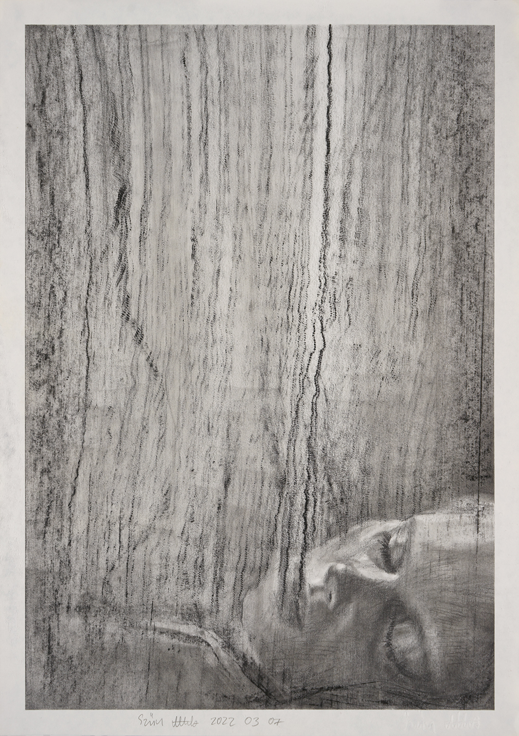 Drawing, charcoal and graphite on paper, 42x29,7cm 2022 03 07
