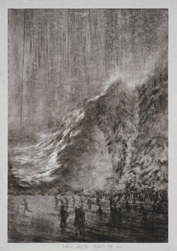 Drawing, charcoal on paper, 42x29,5cm 2025 07 30