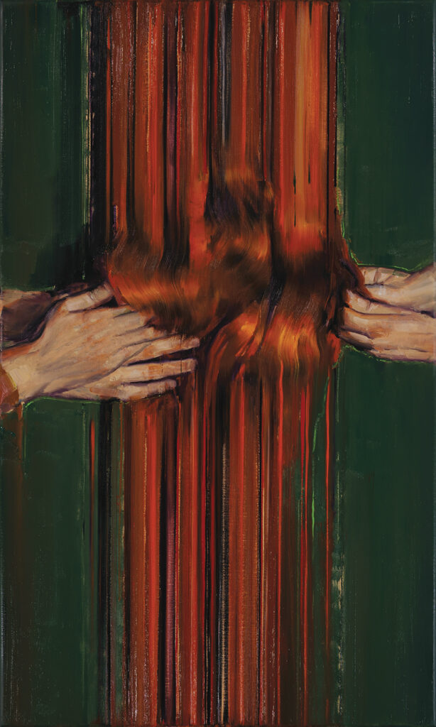 attila szucs, entanglement, oil on canvas. 75,5x45cm. 2024